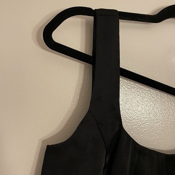 Express Women XS Black Satin Y2K 90s Grunge Scoop Neck Cropped Corset Tank Top - Picture 4 of 8